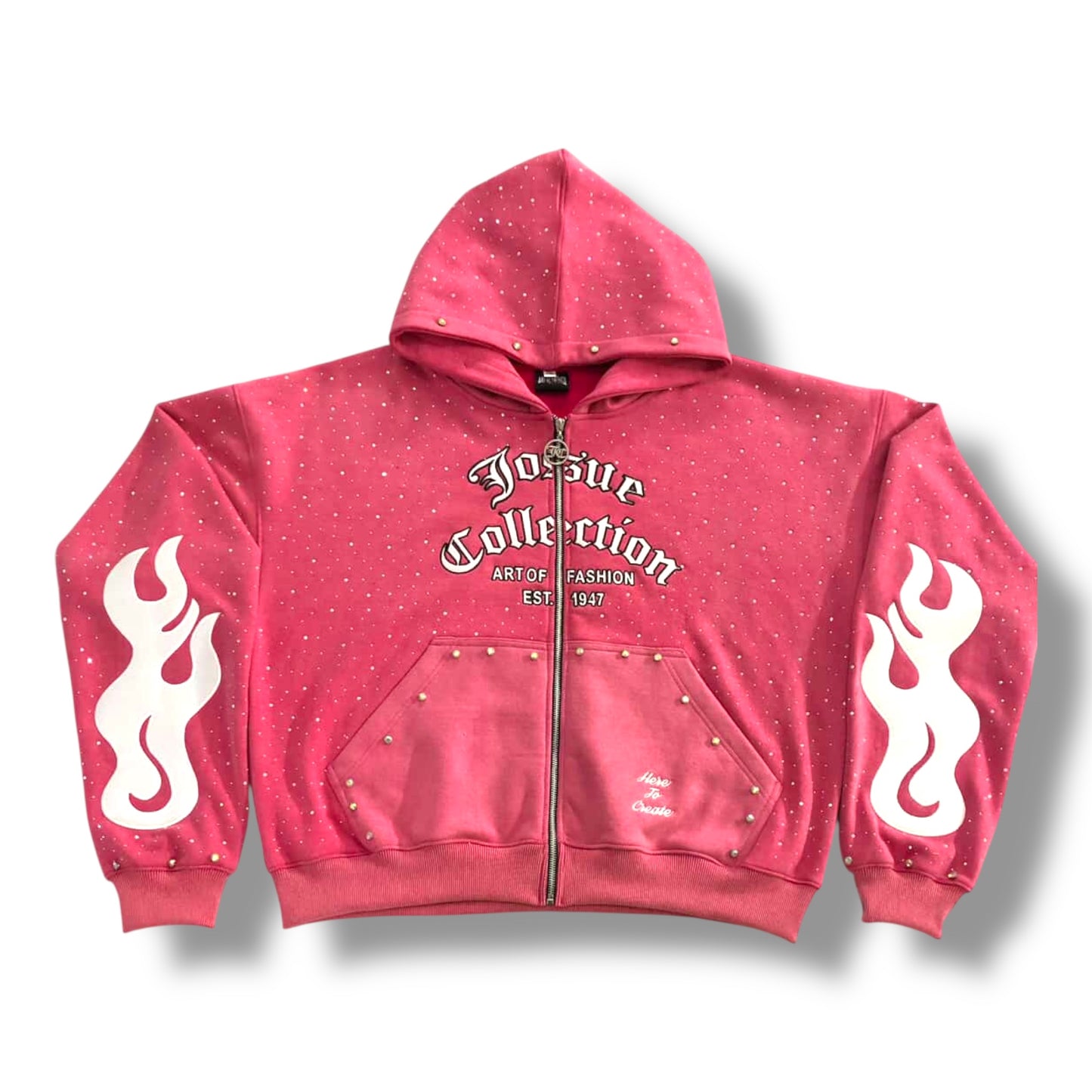 Diamond Wave Rhinestone Zip-Up Hoodie