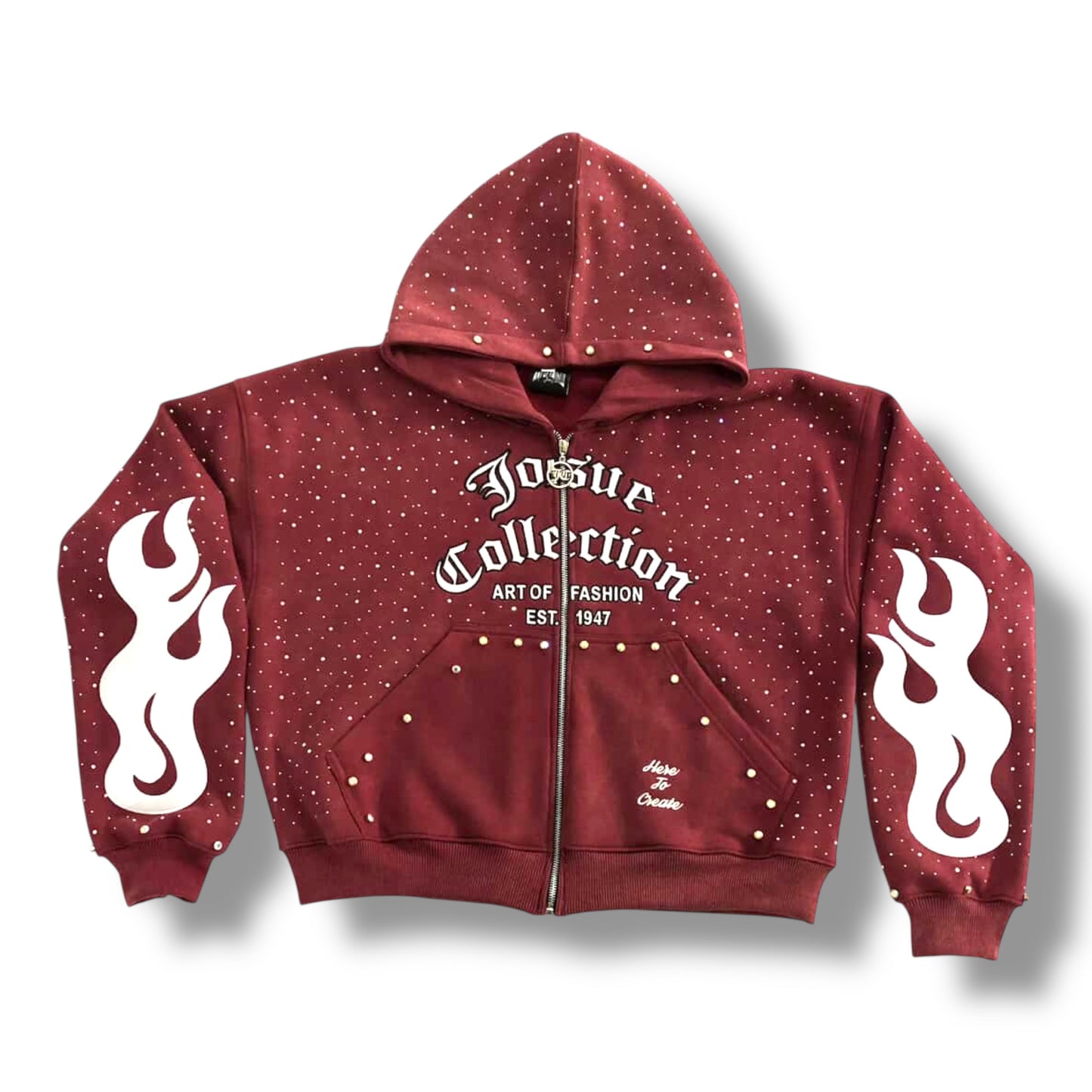 Diamond Wave Rhinestone Zip-Up Hoodie