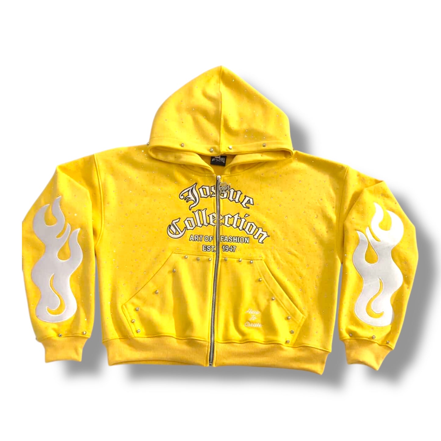 Diamond Wave Rhinestone Zip-Up Hoodie