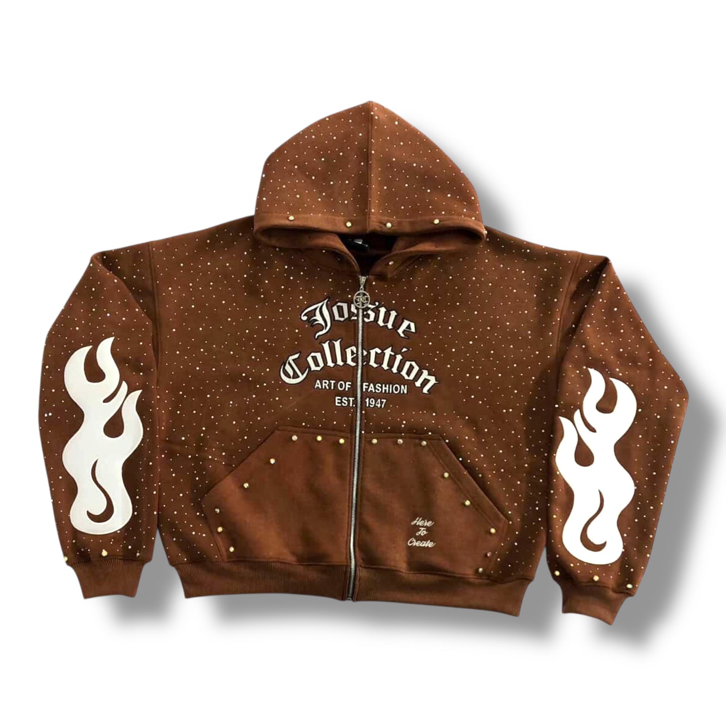 Diamond Wave Rhinestone Zip-Up Hoodie