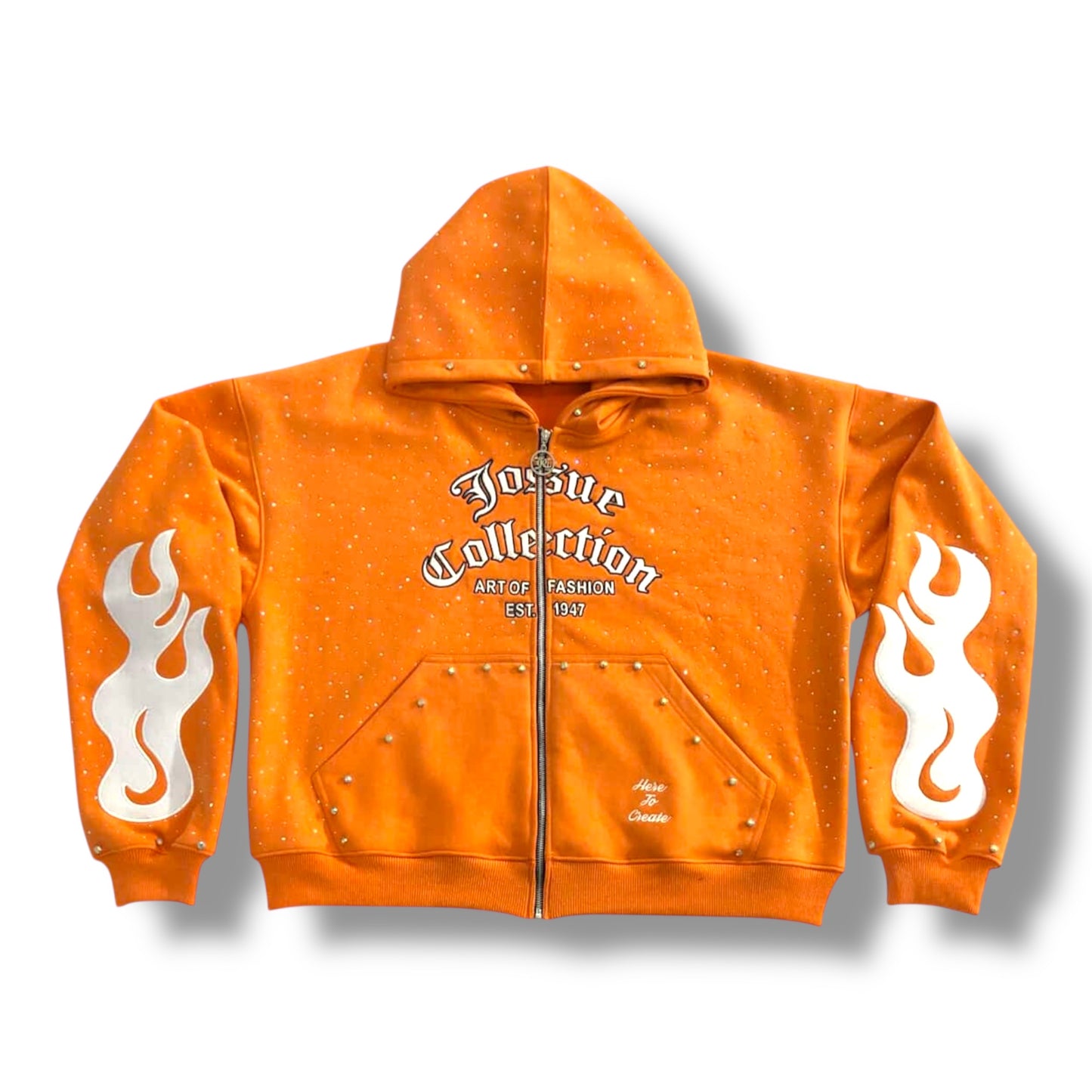 Diamond Wave Rhinestone Zip-Up Hoodie