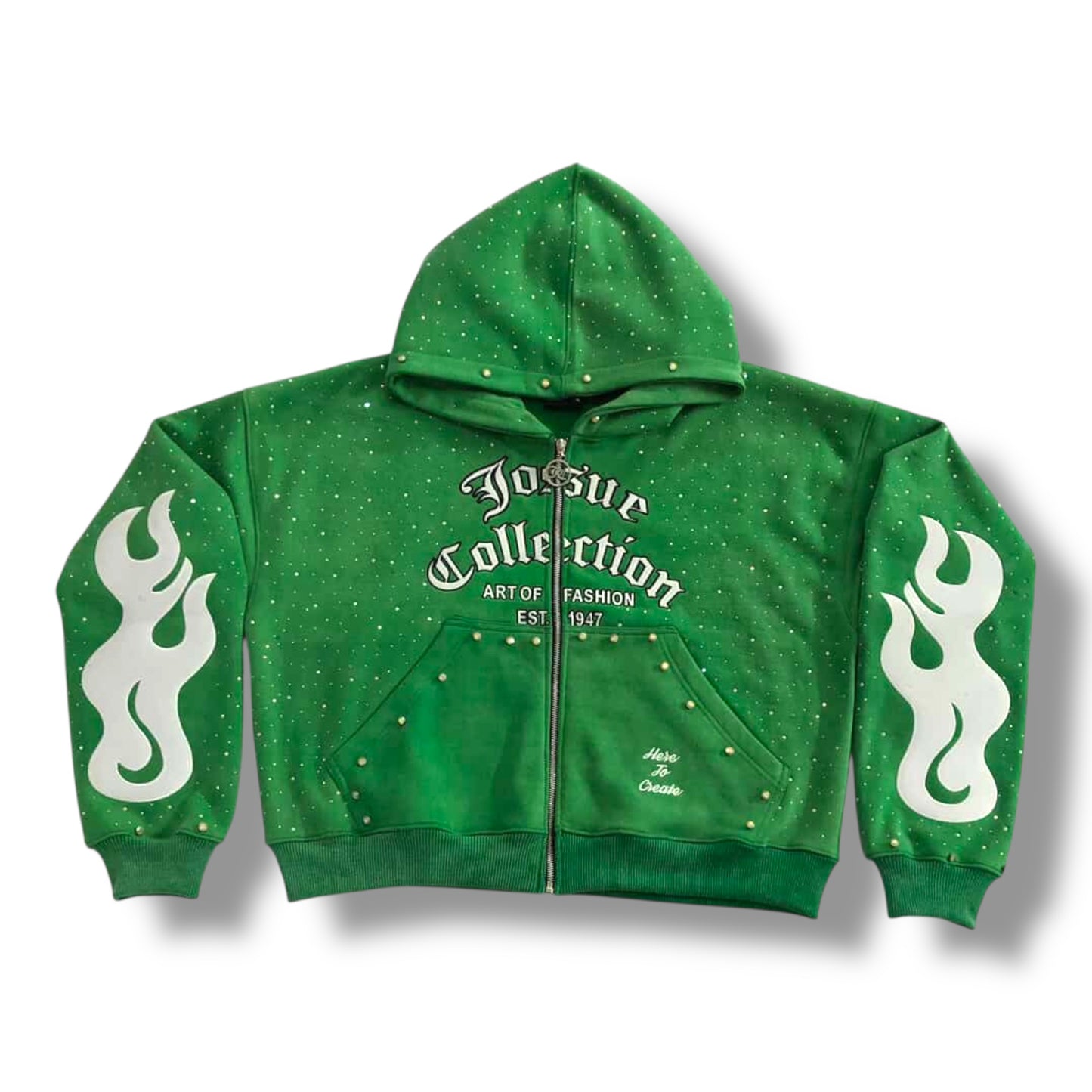 Diamond Wave Rhinestone Zip-Up Hoodie